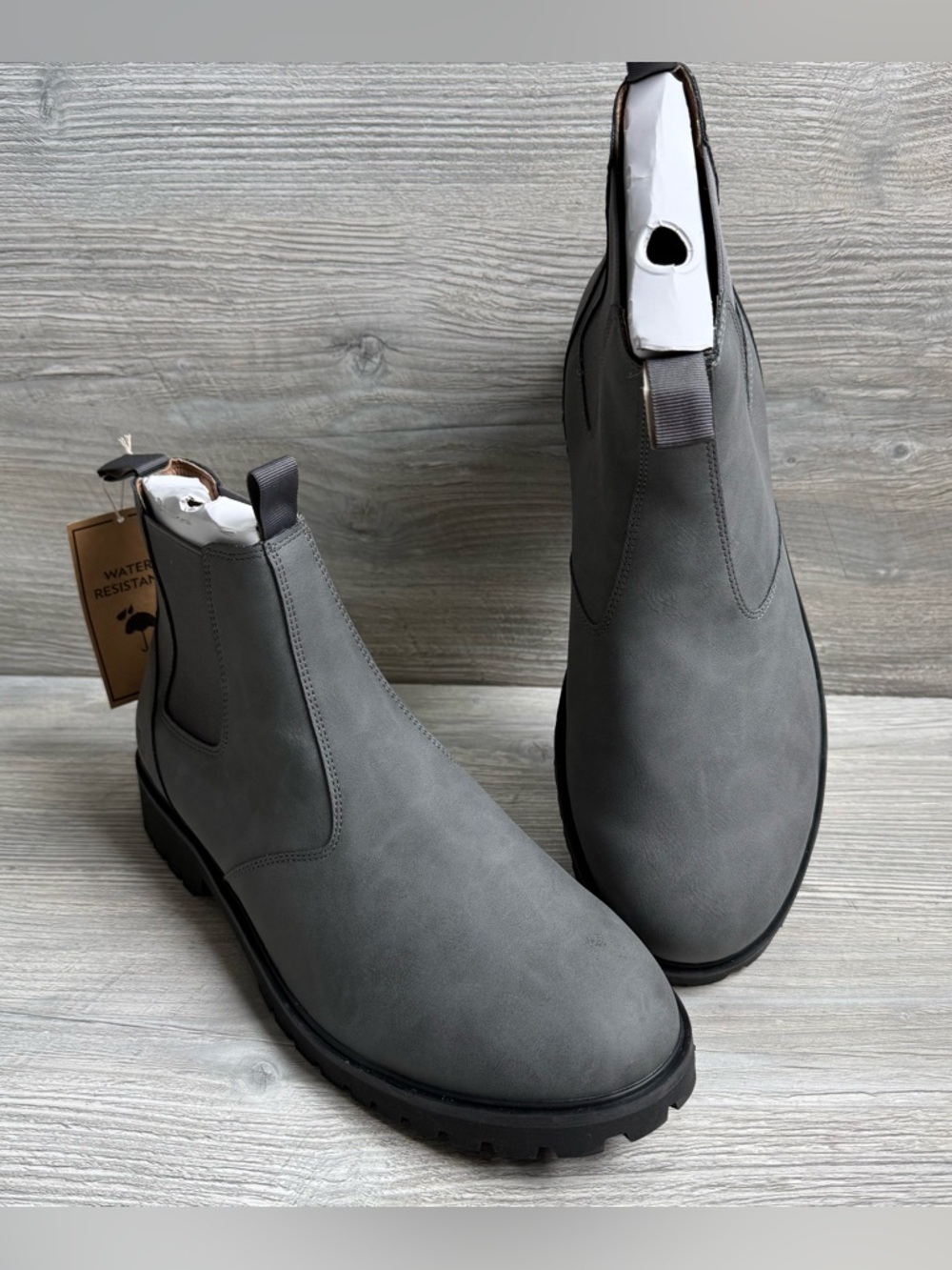 JBU Kai Men's Gray Chelsea Boots classic slip on style water resistant size 13